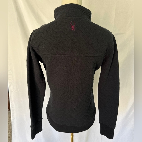 Spyder Quilted Pullover Sweater - Black & Maroon M - Picture 3 of 6